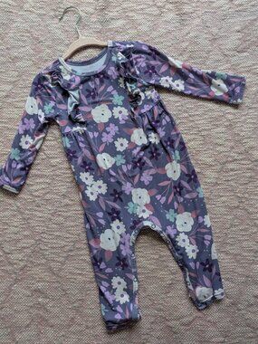 Little Sleepies Purple Floral One Piece Outfit Size 6-12m